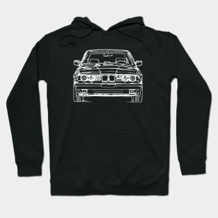 White E34 Car Sketch Art Hoodie